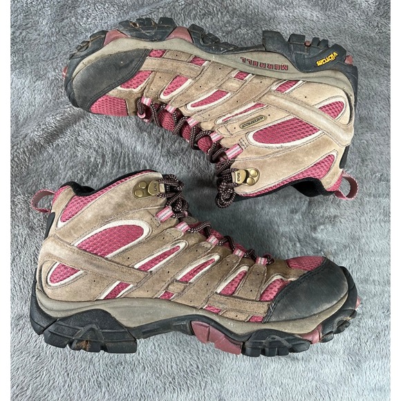 Merrell Shoes - Merrell Moab 2 Mid Waterproof Hiking Boot Womens 9 Boulder/Blush  #J06052